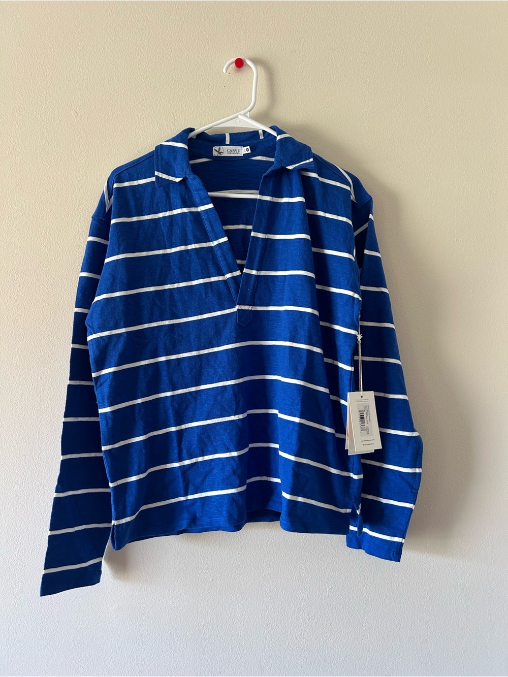 Carve Designs Blue & White Striped Polo Top